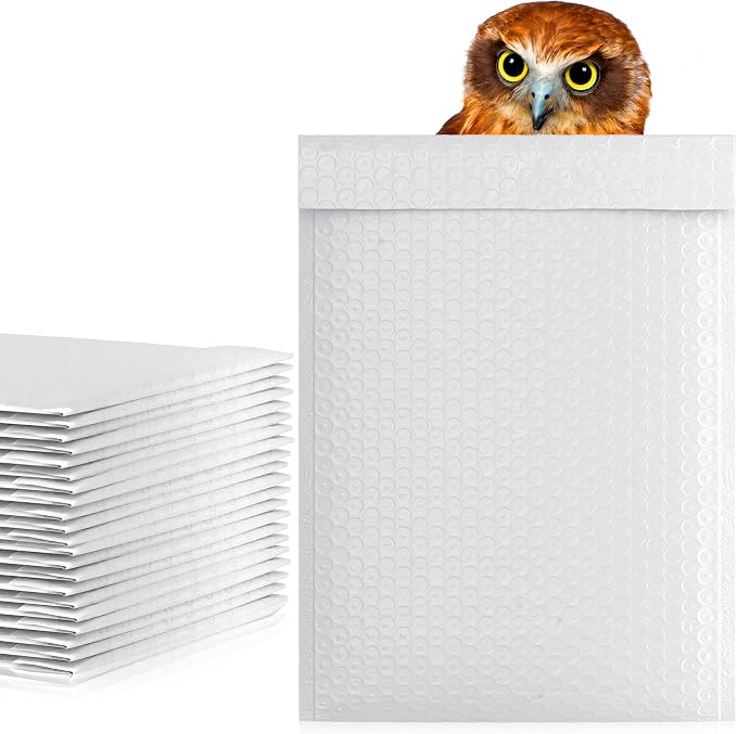 Poly Bubble Mailers, 8.5 x 13.5 Inch White Padded Mailers, Self Seal Shipping Envelopes, Lightweight Poly Mailer Bags, Waterproof Mailing Bags, Pack of 500