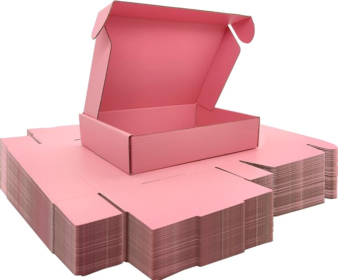 9x6x2 Shipping Boxes Set of 50, Pink Mailer Corrugated Cardboard Box | for Packaging, Literature, Packing, Mailing, Storage, Small Business, Moving, Gift, Supplies, Quick Fold, Tab Locking
