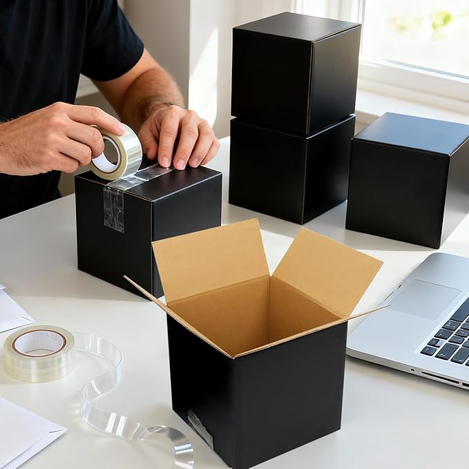6x6x6 Black Shipping Boxes, 30 Pack Small Mailer & Packaging Boxes for Small Business, Heavy Duty Corrugated Cardboard, Perfect for Mailing & Shipping