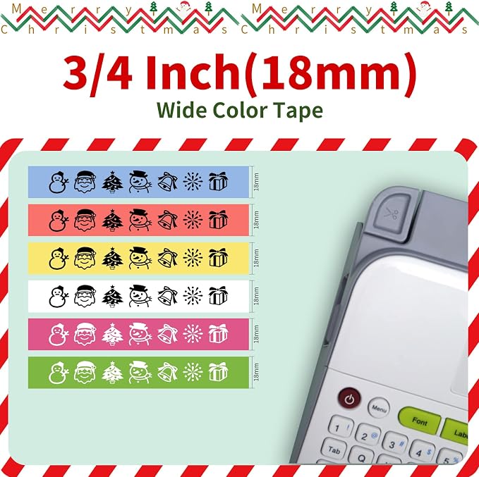 Compatible with Brother P-Touch Label Tape 3/4 Inch TZ Tape 18mm 0.7 Inch | Laminated Colored Label Maker Tape Compatible with Brother PT-D400 PT-D610BT PT-D410, White/Red/Yellow/Blue/Green/Pink, 6PK