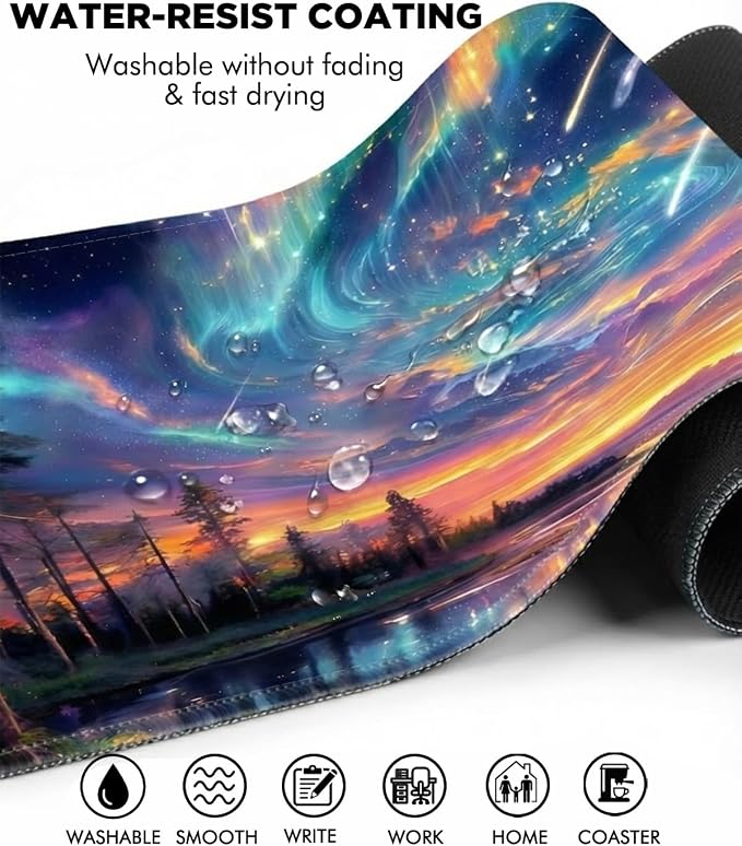 Mouse Pad, Desk Mat, 31.5x11.8in Large Mousepad, Meteor | Desk Pad with Stitched Edge & Rubber Non-Slip Bottom, Gaming Mouse Pad, Extended Mousepad for Home, Office