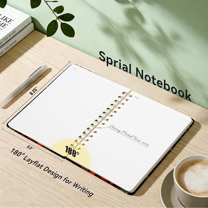 Lined Spiral Journal Notebook for Work A5, 160 Pages, Shelf | College Ruled Spiral Journal for Women, Hardcover with Elegant Design for Note-Taking, 5.5 * 8.25 inch