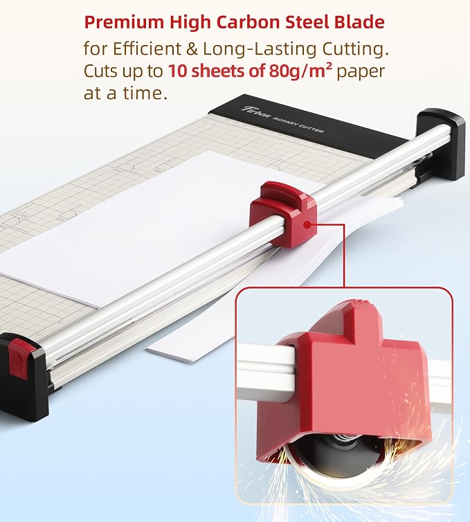 Firbon 15 Inch Rotary Paper Trimmer with Replaceable Blade | Heavy Duty 10-Sheet Capacity | Up to 15" Cutting | Cut Cardstock, Photo & Scrapbooking Crafts | Office, School & Home Use