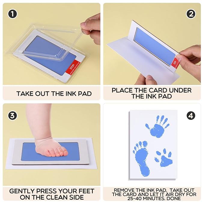 Jetec 8 Set Inkless Baby Footprint and Handprint Kit, Clean Touch Ink Pad for Baby Hand and Footprints, Dog Paw Print Kit with Ink Pads and Imprint Cards for Newborns Babies Pets Gifts (4 Colors)