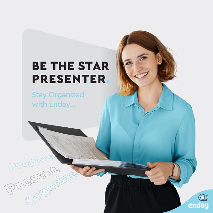 Enday 1 Inch Binder, Black 3 Ring Binder 1 Inch, Heavy Duty Three Ring Binder, 175 Sheets Capacity - One Inch Binder for Home School and Office.