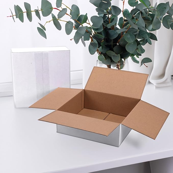 Hoikwo 8x8x3 Shipping Boxes Set of 25, White Corrugated Cardboard Box for Small Business for Packaging Mailing