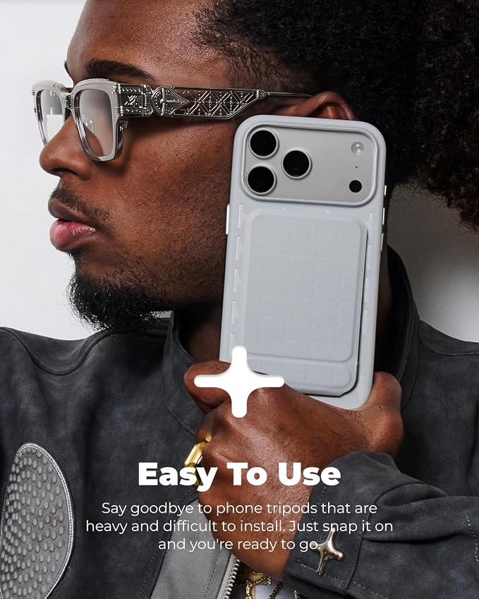 MOFT Phone Tripod Stand x Tombogo, Selfie Stick for iPhone, Mulit-Angle | Pocket Size | Strong Magnets l MOVAS Leather | Magsafe Compatible | Easy to Charge | Stylish |For Content Creators