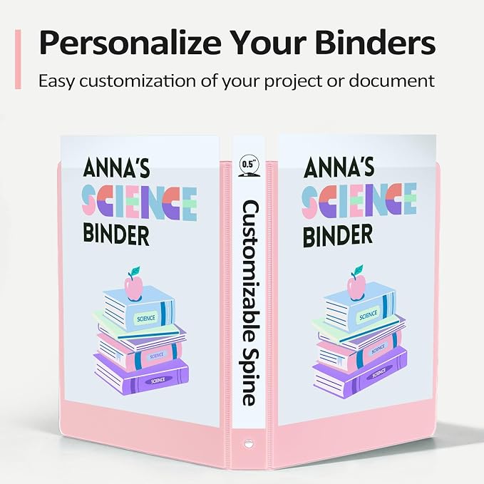 BinderX 3 Ring Binder 1/2 Inch, 0.5" Clear View Binder, Olive Green, Letter | Extra Durable, PVC-Free, Customizable, Interior Pockets, 100-Sheet Capacity, Eco-Friendly, Reinforced Hinge, School, Office