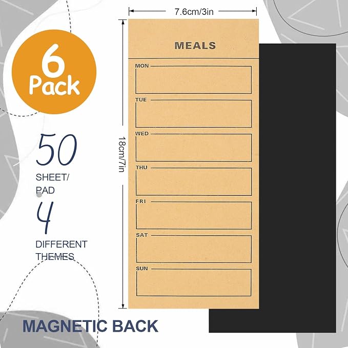 Utron 6 Pack Vintage Magnetic Notepads for Refrigerator, 50 pages/book Grocery List Magnet Pad for Fridge, Design MagneticGrocery List Pad for Fridge, Grocery List Notepad, To-Do List