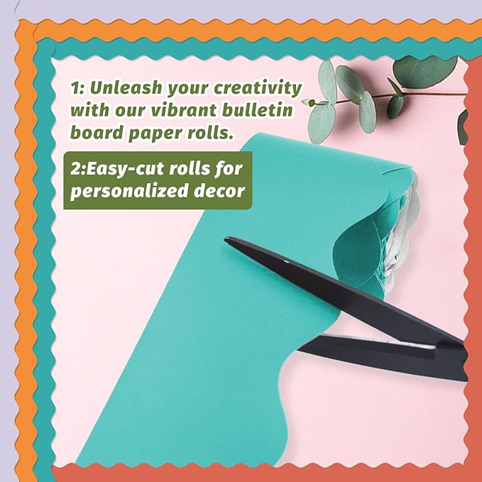 8 Rolls 262.4 Ft Bright Bulletin Board Borders Set - Decorations for Office, School Classroom Decor, Teachers & Home DIY - Posters & Birthday Parties - Board Trim （Zestera Color）