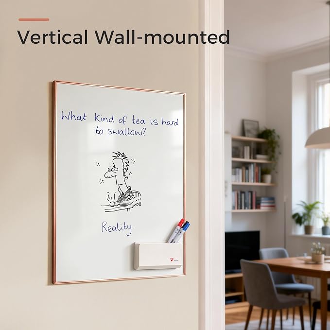 TOWON Magnetic Dry Erase Board 24x18 in, Narrow Aluminum Frame, Rose Gold | Wall mounted or hanging white board for home office, apartment and dorm decor, mounting hardware and rope