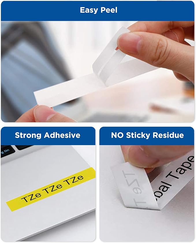 6-Pack Replacement for Brother P Touch Label Tape TZe-231 131 431 531 631 731 12mm 0.47 Laminated Label Maker Tape Multi-Color for PT-D210 H110 D220 D410 D600, Clear/White/Red/Blue/Yellow/Green