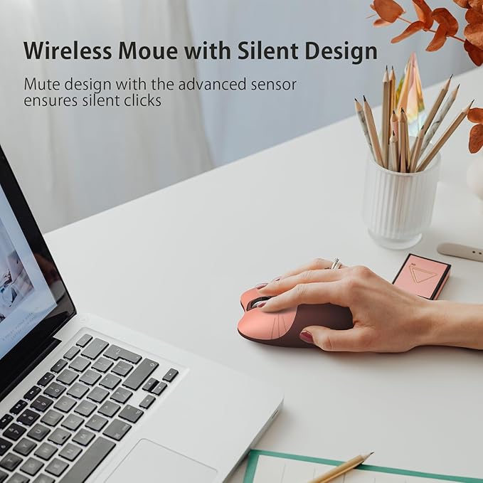 Cute Cat Wireless Mouse, 2.4GHz Wireless Silent Mouse, USB Receiver Plug and Play, 3 Adjustable DPI, Compatible with Notebook, PC, Laptop, Computer- Coffee Colorful