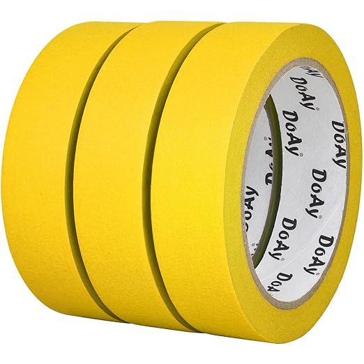 3 Pack Yellow Painters Tape - Masking Tape 1 Inch Wide - Multi-Surface, Smart Adhesion, Indoor & Outdoor - 270FT Total - Paint Tape for DIY, Labeling, Art, Car, General Purpose (#3910)