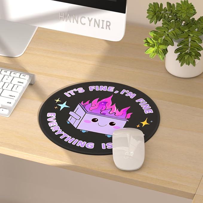 Hancynir 2Pcs Dumpster on Fire Mouse Pad, Funny Mousepad for Desk 8.6 in | Mouse Mat for Computer, Non-Slip Rubber Base, Office Desk Decor, Gifts for Work Coworker Teacher, 8.6 Inch, Stitched Edges