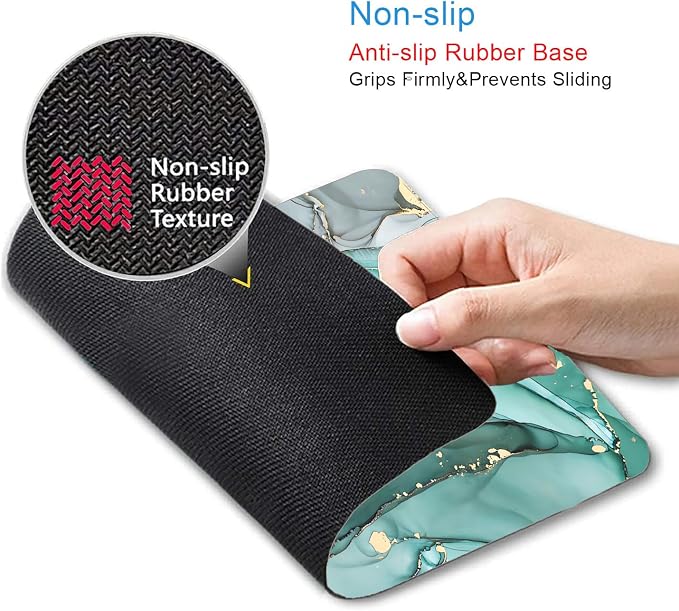 Turquoise Marble Mousepad, Computer Mouse Pad Teal, Luxury Swirl Mice pad for Computer, Non-Slip Rubber Modern Ink Art Green Mouse Pads for Laptop Desk Women Office Desktop, 9.5 X 7.9 Inch