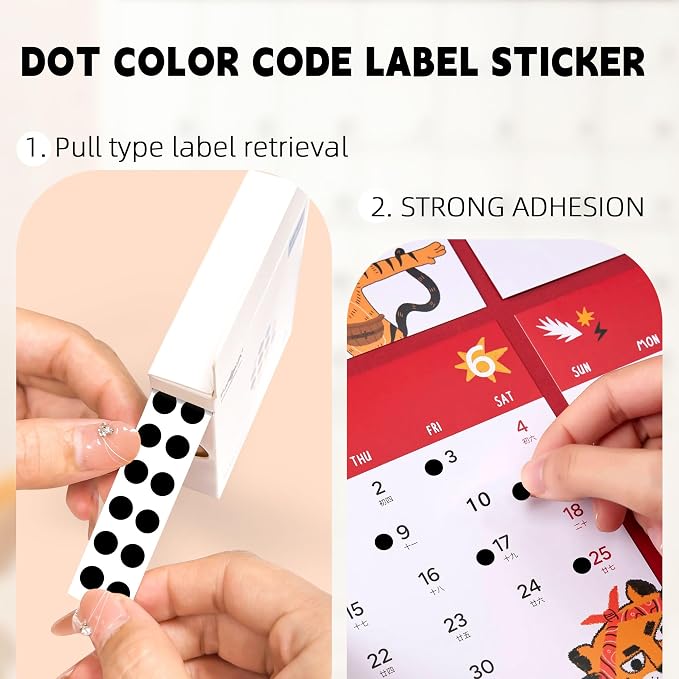 PARLAIM 1/4 Inch Circle Sticker Labels,1000 Stickers Round Color Coding Circle Dots Stickers, Adhesive Roll Dot Label for Inventory Organize, File Classification(Black)