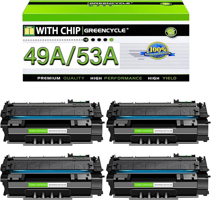 49A 53A Compatible 1320 Toner Cartridge Replacement for HP 49A Q5949A 53A Q7553A Work with HP LaserJet 1320n 3390 1160 1320tn 1320nw 3392 P2015 P2015dn M2727nf Laser Printer (Black, 4-Pack)