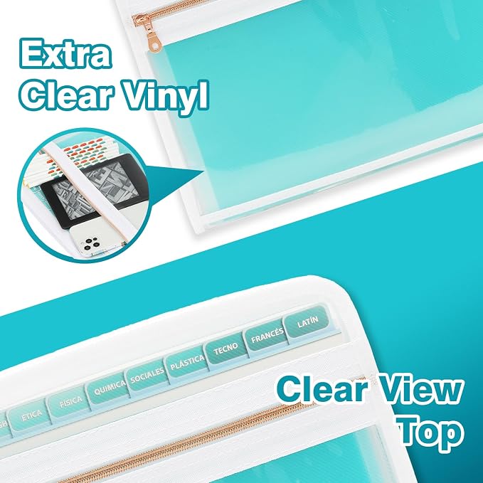 H4D Accordion File Organizer, 13 Pocket Expanding File Folder, Teal | Zippered, Front Clear Pouch, Letter Size Paper, A4 Paper, Fit for Documents