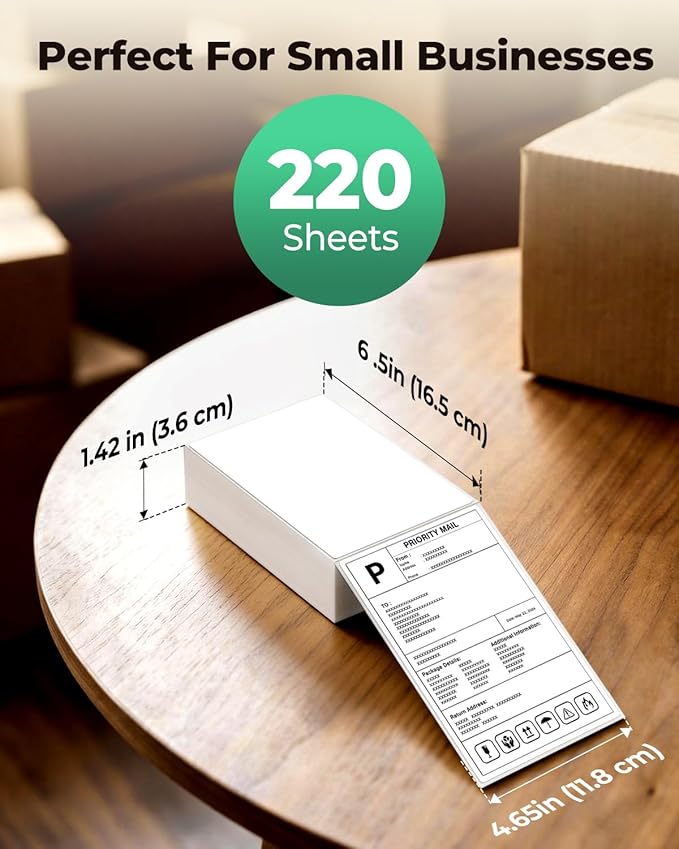 SVANTTO 4x6 Thermal Labels, Strong Adhesive and Perforated Shipping Labels, Thermal Printer Labels for Mailing Postage Address（220Pcs/Stack）