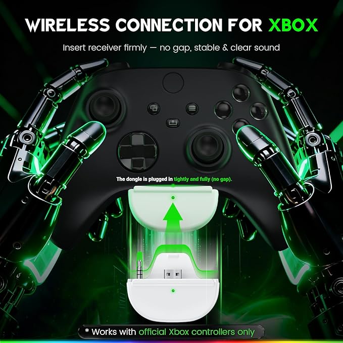 Wireless Gaming Headset for Xbox Series X|S, 2.4GHz Ultra-Low Latency Headset with Noise Cancelling Mic for PC, PS5, PS4, Switch, Mac, 3D Surround Sound, Bluetooth 5.4, 50H Battery