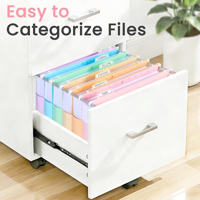 Sooez Extra Capacity Plastic Hanging File Folders, File Organizer | 12 Counts Expanding File Folders Letter Size with 2" Expansion, 1/6-Cut Adjustable Tabs for File Cabinet, Drawer, Gray