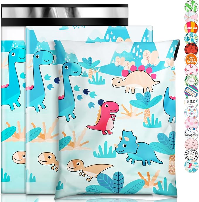 Oududianzi 100PCS Poly Mailers 10x13, Waterproof Shipping Bags, Thick Mailing Bags, Mailers Poly Bags, Shipping Envelopes, Cute Packaging Bags for Online and Offline Small business - Dinosaur