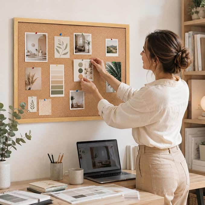 13.3"x17.8" Crude Wood Framed Hanging Cork Bulletin Board | Premium quality. This large bulletin board serves as reliable corkboards for wall display.