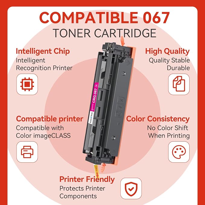 067 Toner Cartridge Set Compatible with Canon 067 067H for MF654Cdw 4 Pack | CRG067 Replacement for Canon MF654Cdw | MF652Cdw | MF653Cdw | MF656Cdw | LBP633Cdw | LBP632Cdw | MF651c LBP630c | Smart Chip