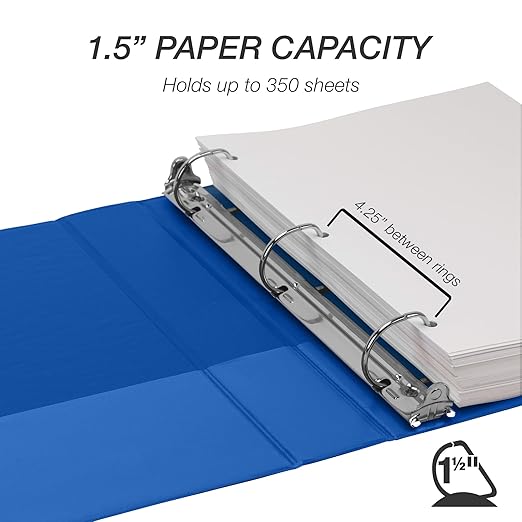 Samsill Durable 1.5 Inch Binder, D Ring Binder, 100% Recycled Chipboard, Blueberry