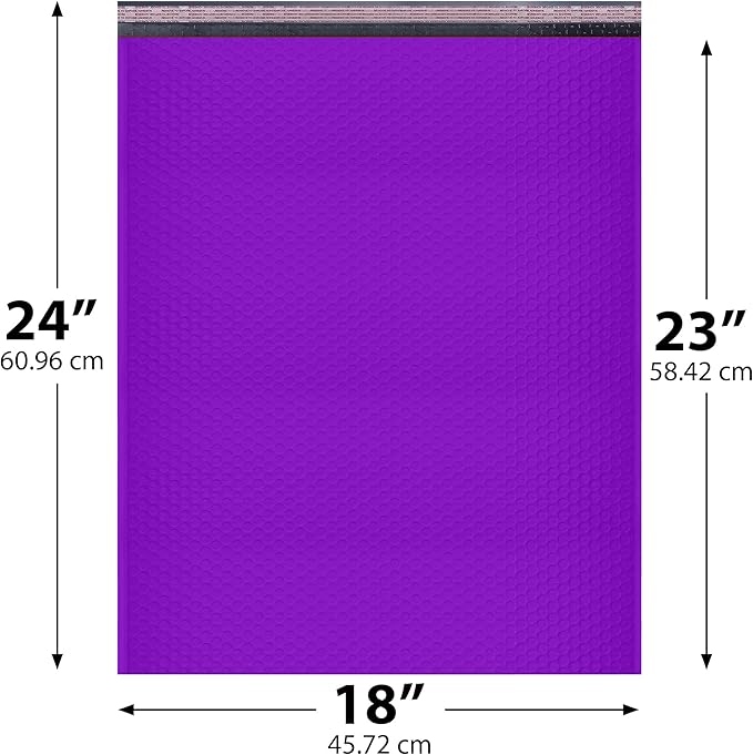Purple Poly Bubble Mailers 18.x24 Inch #9 | Self Seal Large Padded Envelopes | Air Cushioned Bubble Mailer | Usable Size 18x23 Inch | Waterproof Lightweight Mailing Shipping Bags | 50 Pack