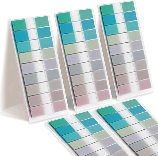 Golcellia Sticky Notes Tabs 900 Pieces Transparent Sticky Tabs, 0.47 Inch Index Tabs, Writable Repositionable Book Tabs Page Markers for Notebooks, Files, Journals, Soft Cool Colors