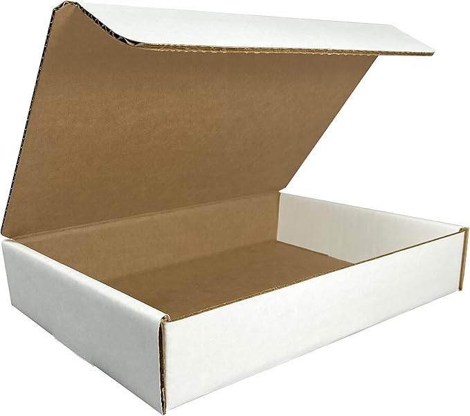 Amazon Basics Mailer Shipping Boxes - 9x6.5x2 inch, White, 50 Pack, Small Corrugated Cardboard Box