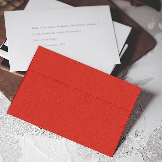 Red A4 Envelopes Self Seal 100 Pack, 120 GSM Printable Goefun 4.25 x 6.25 Invitation Envelopes for 4x6 Cards, Photos, Invitations, Weddings, Graduation, Baby Shower, and Various Holidays