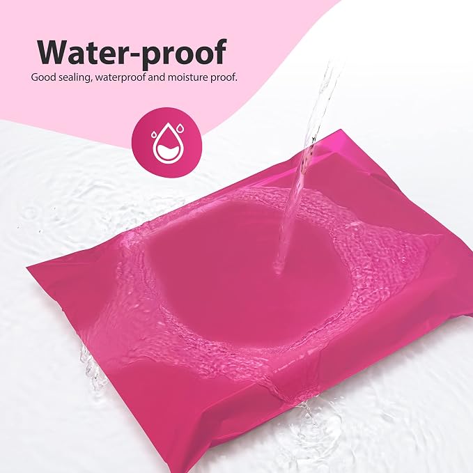 Fuxury 12x15.5" Poly Mailers 500Pcs,Bulk Shipping Bags For Clothing,Pink | Strong Adhesive Packaging Mailers Poly Bag,Waterproof Self Seal Mailing Envelopes For Books Clothes Business Boutique