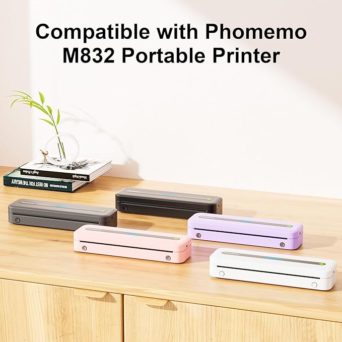 4 Rolls 8.5'' x 11'' Phomemo Portable Printer Thermal Paper, US Letter Size Thermal Roll Paper Compatible with M832D M832 M834 M835 M836 A285M A282M A281M Portable Printer