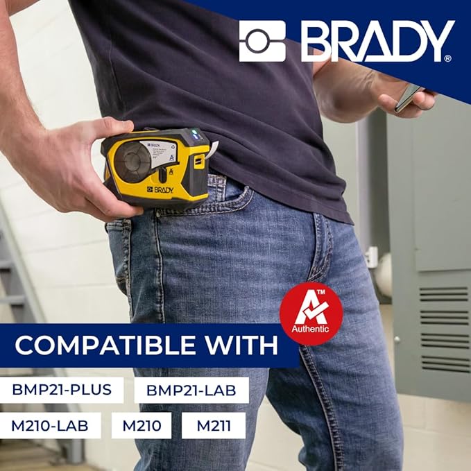 BradyGrip Authentic (M21-750-414) Print-on Hook Labels with Ribbon Featuring Velcro® Brand Hook for M21 Printers - 0.75"