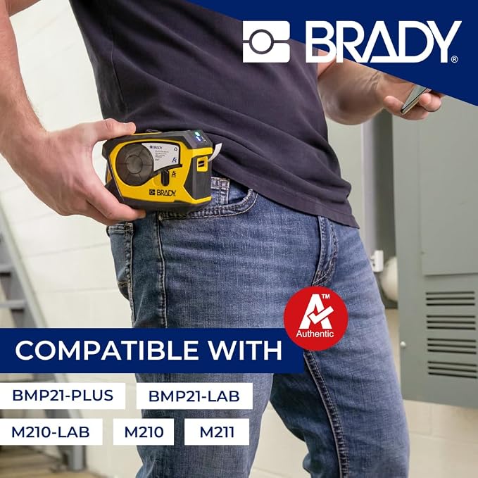 BradyGrip Authentic (M21-500-414) Print-on Hook Labels with Ribbon Featuring Velcro® Brand Hook for M21 Printers - 0.50"