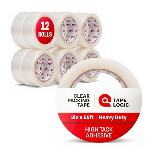Tape Logic Packing Tape (12-Rolls), 2" x 55 yd - Heavy Duty Packaging Tape Refill for Shipping, Moving, Order Fulfillment, Hot Melt 1.6 Mil