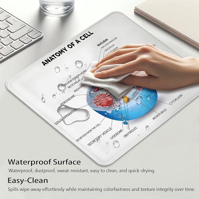 Cell Anatomy Microscopic Components Mouse Pad, Science Durable Desk Mat | Colorful Vivid Microbiology Design, Cute Mousepad Stitched, Anti-Slip Base Smooth Surface, 9.5 x 7.9 Inches