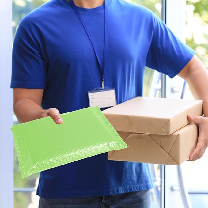 Poly Bubble Mailers 8.5x12 Inch, 25 Pack Padded Envelopes for Shipping, Package Envelopes with Self Seal Adhesive, Waterproof Padded Mailers (Light Green, Bulk #2)