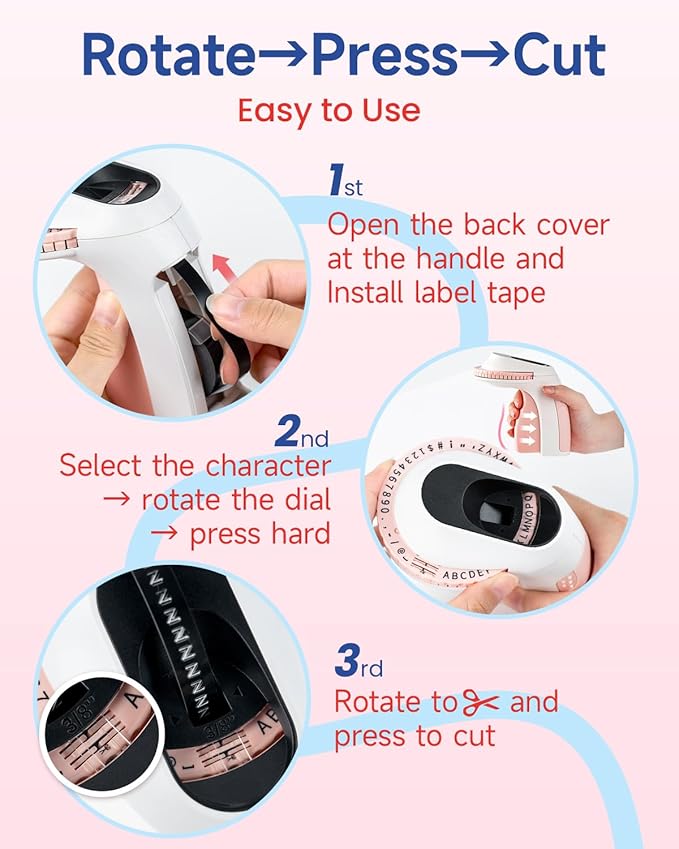 Embossing Label Maker Machine with Tapes,Vintage Embossed Label Maker,Retro Label Makers,Old School Manual Embosser with 3 Rolls 3D Embossing Tapes for Home/Office/Scrapbook Supplies/Junk Journal Kits