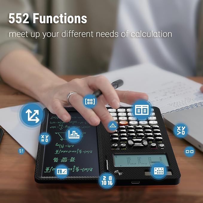 991EX Scientific Calculator 552 Functions 6-Line Display for High School | Desktop Calculator Rechargeable & Solar Power, with Erasable LCD Writing Tablet for High School College Graduate Student