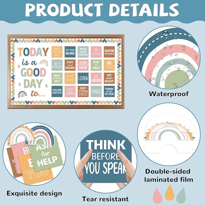 Inspirational Bulletin Board Decorations Set Boho Today Is A Good Day Classroom Decor Back to School Boho Motivational Bulletin Board Positive Affirmations Posters for Classroom Office Wall Decoration
