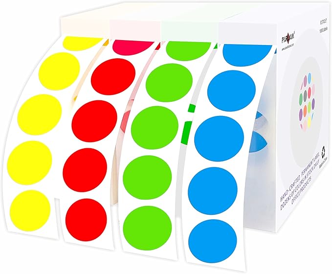PARLAIM 4000PCS 1/2" Inch Round Color Code Dot Stickers, 0.5 inch Circle Label Dispenser Box for Office, Home Toddlers Learning (Light Green Red Yello