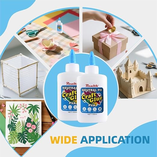 PVA Glue for Crafts, Dries Clear, PH Neutral Adhesive 8.45 Fl Oz | Paper Mache, Fabric, DIY Projects & Scrapbooking