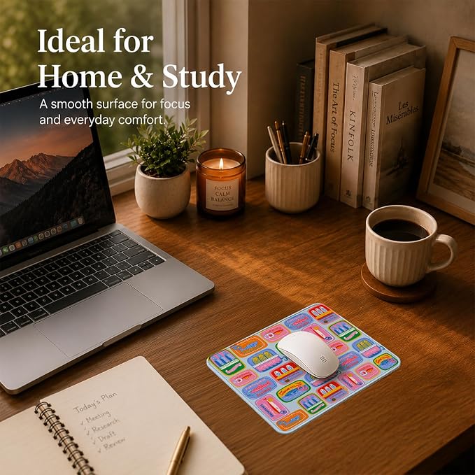 Sardine Mouse Pad Colorful Fish Mousepad for Office | Sardine Mouse Pad with Non-Slip Rubber Base, Stitched Edges for Office, Home, Laptop and Fish Gifts, 9.5x7.9 Inch