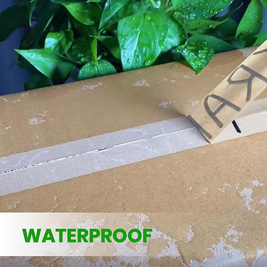 ADHES Biodegradable Kraft Paper Tape Eco Friendly Packing Tape Writable Non-Coated Surface for Masking, Sealing, and Packaging Use,2inch x 55 Yards,36Rolls