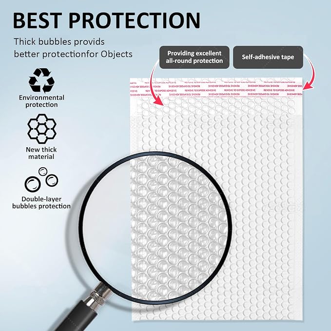 Large Bubble Mailers 12x18'' 30 Pack and 24PCS Fragile Stickers White Thick Waterproof Padded Poly Envelopes Bubble Wrap Mailers Self Seal Shipping Bag for Small Business Shipping Envelope Mailers #5