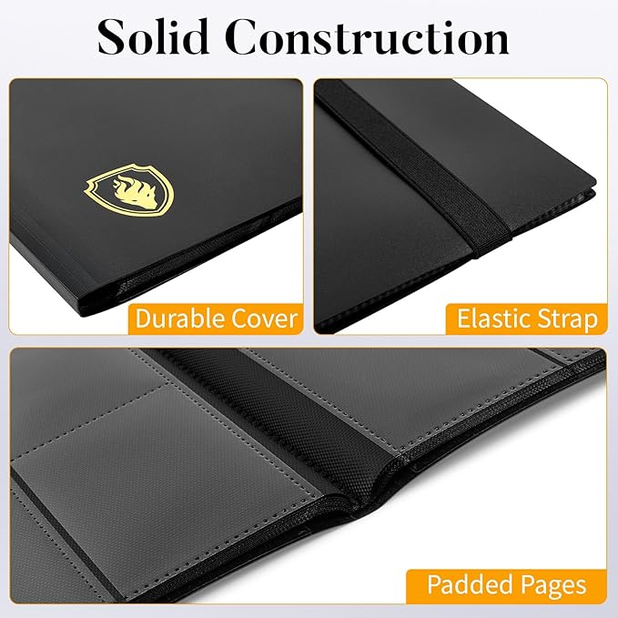 Heavy Duty Card Binder, Fabmaker 9 Pocket Trading Card Binder for 360 Cards | Sleek Side-Loading Card Album, Sturdy Card Collection Folder for Game Cards, Sport Cards, Red
